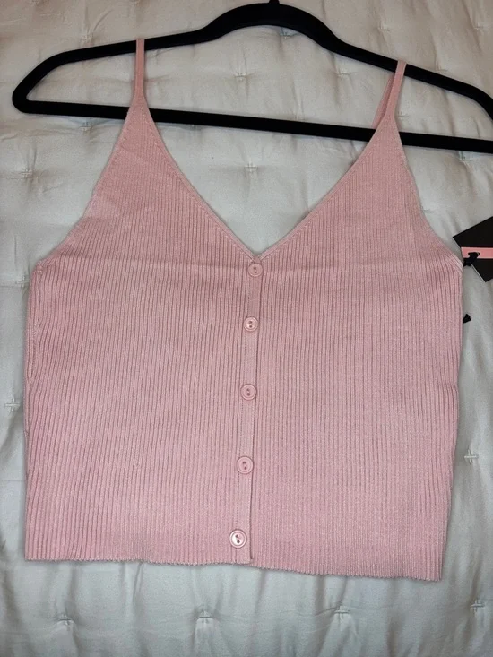 iris Pink Ribbed Button-Front Cami - Picture 1 of 3